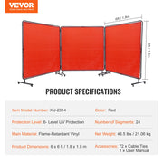 Load image into Gallery viewer, Amocart Welding Screen with Frame 6' x 8' Flame-Resistant Vinyl 3 Panel Welding Curtain Screens 12 Swivel Wheels for Workshop
