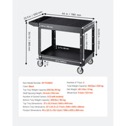 Charger l'image dans la visionneuse de galerie, Amocart 550 lbs Utility Service Cart Two-Shelf Plastic Hand Dolly Cart with 360° Swivel Wheels for Warehouse Garage Cleaning
