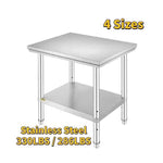 Amocart Stainless Steel Kitchen Work Bench Commercial Catering Table Worktable w/Undershelf 330LBS 286LBS for Restaurant Garage