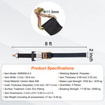 Amocart 4pcs 2/4/8M Ratchet Strap Tie Down Cargo Belt with Metal Buckle Tensioner Strong Lashing for Luggage Car Motorcycle