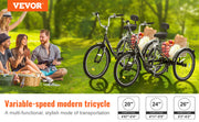 Bild in Galerie-Viewer laden, Amocart 20inch 7 Speed Adult Tricycles Bike Adult Trikes 3-Wheeled Bicycles Carbon Steel Cruiser Bike with Basket
