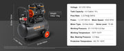 Charger l'image dans la visionneuse de galerie, Amocart Silent Air Compressor 900W 1450W 1800W Quiet Oil-free Portable Air Pump for Repair Tire Inflation Whisper Compressor
