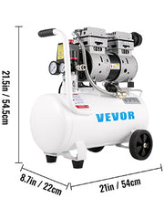 Charger l'image dans la visionneuse de galerie, Amocart 25/60L Air Compressor 110V/240V Silent Oil-Free Compressor 750W 1 HP For Home Repair Tire Inflation Whisper Compressor
