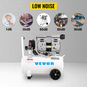 Charger l'image dans la visionneuse de galerie, Amocart 25/60L Air Compressor 110V/240V Silent Oil-Free Compressor 750W 1 HP For Home Repair Tire Inflation Whisper Compressor
