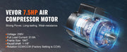 Bild in Galerie-Viewer laden, Amocart 7.5HP Air Compressor Motor 230V 31.6Amps Electric Single Phase Motor 3450RPM 184T Frame for Compressors CW/CCW Rotation
