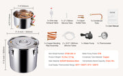 Bild in Galerie-Viewer laden, Amocart Alcohol Still 3 5 8Gal Stainless Steel Water Alcohol Distiller with Copper Coil Home Brewing Refining Fermentation Kit
