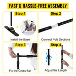 Amocart 2.4x2.4M Backdrop Background Stand Adjustable Telescopic Backdrop Banner Stand for Photocall Video Wedding Event Party