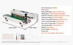 Amocart Continuous Bag Band Sealing Machine 6-12 mm Horizontal Band Sealer with Inflation Function for 0.02-0.8 mm Plastic Bags
