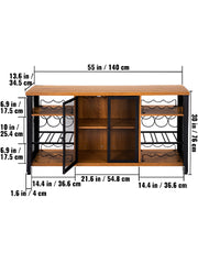 Bild in Galerie-Viewer laden, Amocart 47/55inch Industrial Bar Cabinet Wine Bar Cabinet Table with Wine Rack &amp; Glass Holder for Dining Living Room Rustic Oak
