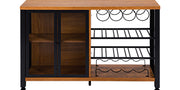Bild in Galerie-Viewer laden, Amocart 47/55inch Industrial Bar Cabinet Wine Bar Cabinet Table with Wine Rack &amp; Glass Holder for Dining Living Room Rustic Oak
