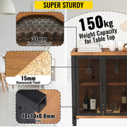 Bild in Galerie-Viewer laden, Amocart 47/55inch Industrial Bar Cabinet Wine Bar Cabinet Table with Wine Rack &amp; Glass Holder for Dining Living Room Rustic Oak
