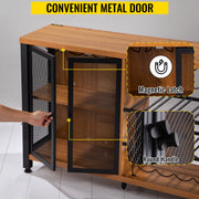 Bild in Galerie-Viewer laden, Amocart 47/55inch Industrial Bar Cabinet Wine Bar Cabinet Table with Wine Rack &amp; Glass Holder for Dining Living Room Rustic Oak

