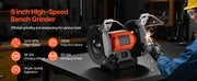 Load image into Gallery viewer, Amocart Bench Grinder 8-inch Single Speed Bench Grinder with Induction Motor Adjustable Eye Shield for Fast Sharpening Grinding
