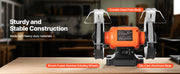 Load image into Gallery viewer, Amocart Bench Grinder 8-inch Single Speed Bench Grinder with Induction Motor Adjustable Eye Shield for Fast Sharpening Grinding

