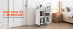 SucceBuy Rolling Library Book Cart 330lbs Capacity 30.3x15x48.0In Single Sided V-Shaped Shelves w/ 3 In Lockable Wheels for Home
