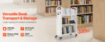 SucceBuy Rolling Library Book Cart 330lbs Capacity 30.3x15x48.0In Single Sided V-Shaped Shelves w/ 3 In Lockable Wheels for Home