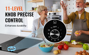 Charger l'image dans la visionneuse de galerie, Amocart 12 inch Electric Cooktop 2 Burners Built-in Electric Stove Top Ceramic Top Radiant Cooktop w/ Glass Panel Knob Control
