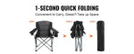 Amocart Camping Folding Chair for Adults Portable Quad Lumbar Back Padded Arm Chairs with Side Pockets for Beach, Lawn, Picnic