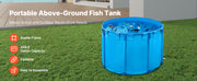 Bild in Galerie-Viewer laden, Amocart Canvas Fish Pond 448.8Gal Above Ground Fish Pond, Foldable PVC Koi Tank with Frame and Drain Valve for Aquaculture Blue
