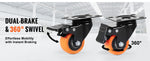 Amocart 2/3/4/5/6-inch Swivel Plate Casters Set of 4 with Security Dual Locking PVC Caster Wheels for Cart Furniture Workbench