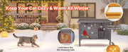 Charger l'image dans la visionneuse de galerie, Amocart Heated Cat House Insulated Wooden House for Outdoor Cats with Heating Pad Openable Asphalt Roof for 1-3 Cats in Winter
