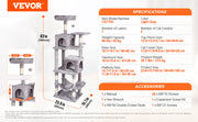 Bild in Galerie-Viewer laden, Amocart Cat Tree for Indoor Cats Cat Tower with Cat Condo Sisal Scratching Post HammockTop Perch Jumping Platforms Dark Grey
