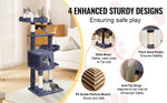 Amocart Cat Tree for Indoor Cats Cat Tower with Cat Condo Sisal Scratching Post HammockTop Perch Jumping Platforms Dark Grey