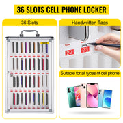 Charger l'image dans la visionneuse de galerie, Amocart 36 Slots Cell Phone Cabinet Silver Aluminum Alloy Pocket Chart Wall Mounted Storage Locker Box for Classroom Office Gym
