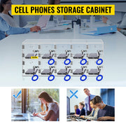 Charger l'image dans la visionneuse de galerie, Amocart Cell Phone Storage Locker 10/20 Slots Acrylic Material w/ Door Locks &amp;Keys Wall-Mounted Cabinet Pocket Office Classroom
