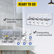 Charger l'image dans la visionneuse de galerie, Amocart Cell Phone Storage Locker 10/20 Slots Acrylic Material w/ Door Locks &amp;Keys Wall-Mounted Cabinet Pocket Office Classroom
