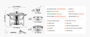Charger l'image dans la visionneuse de galerie, Amocart 4 Pack Chafing Dish Buffet Set Stainless Steel Chafer w/4 Full Size Pan Round Catering Warmer Server for Party Banquets
