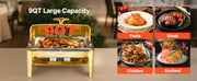 Load image into Gallery viewer, Amocart 9Qt Roll Top Chafing Dish Buffet Stainless Steel Chafer with Full Size Pan Visible Lid Rectangle Catering Warmer Server
