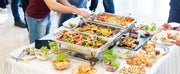 Charger l'image dans la visionneuse de galerie, Amocart 8QT Rectangle Chafing Dish 2/4/6 Packs w/ Full Size Pans Buffet Catering Warmer Server Folding Stand Fuel Holder Tray
