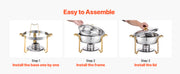 Bild in Galerie-Viewer laden, Amocart 4 Pack Chafing Dish Buffet Set Stainless Steel Chafer w/4 Full Size Pan Round Catering Warmer Server for Party Banquets
