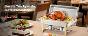 Charger l'image dans la visionneuse de galerie, SucceBuy 8 Qt 2 4 Pack Chafing Dish Buffet Set Stainless Steel Chafer with 4 Full Size Pans Rectangle Catering Warmer Server
