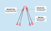 Charger l'image dans la visionneuse de galerie, Amocart Chain Sling 5/16in X 5 Ft Lifting Chains with Hooks G80 Engine Chain Hoist Lifts Lifting Sling Chains for Engine Hoist
