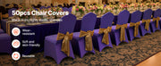 Load image into Gallery viewer, SucceBuy 50 Pcs Purple Chair Covers Polyester Spandex Chair Cover Stretch Slipcovers for Wedding Party Flat-Front Chair Covers
