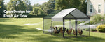 SucceBuy Metal Chicken Coop with Waterproof Cover & Doors Spire Roof Poultry Run Compatible w/ Wooden Coops for Rabbit Hen Goose