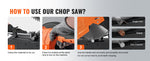 SucceBuy 2800W Chop Saw 14"/355mm Blade Diameter Cut Off Saw 1200RPM Steel Cutting Machine 0-45° Adjustable Dry Cut Chop Saw