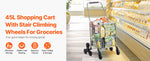 Amocart 88lbs Folding Shopping Cart Light-weight Storage Stair Climbing Utility Cart with Wheels Outdoor Travel Picnic Handcart