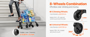 Bild in Galerie-Viewer laden, Amocart 88lbs Folding Shopping Cart Light-weight Storage Stair Climbing Utility Cart with Wheels Outdoor Travel Picnic Handcart

