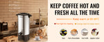 Amocart 50 Cups Commercial Coffee Urn Stainless Steel Large Coffee Dispenser 1000W Electric Coffee Maker Urn For Quick Brewing