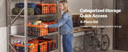 Bild in Galerie-Viewer laden, Amocart 45L 6PCS Plastic Collapsible Storage Bins with Handles Stackable Folding Storage Crates Containers for Home Organizing
