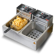 Load image into Gallery viewer, Amocart  Electric Deep Fryer w/Dual Removable Tanks 12L 5000W Commercial Countertop  Fryer for Chicken French Fries
