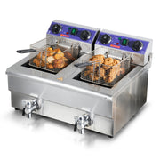 Load image into Gallery viewer, Amocart  Electric Deep Fryer w/Dual Removable Tanks 12L 5000W Commercial Countertop  Fryer for Chicken French Fries
