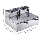 Amocart 12L Electric Deep Fryer w/Dual Removable Tanks Commercial Countertop  Fryer for Chicken French Fries Frying Chips