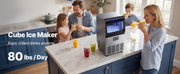 Charger l'image dans la visionneuse de galerie, Amocart 80lbs-440lbs/24H Commercial Ice Maker Machine Stainless Steel Ice Maker with LED Display &amp; Self-Cleaning for Bar Home
