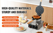Charger l'image dans la visionneuse de galerie, SucceBuy Commercial Egg Bubble Waffle Maker 1400W Non-Stick Stainless Steel Bubble Puff w/180° Rotatable 2 Pans &amp; Wooden Handles
