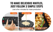 Charger l'image dans la visionneuse de galerie, SucceBuy Commercial Egg Bubble Waffle Maker 1400W Non-Stick Stainless Steel Bubble Puff w/180° Rotatable 2 Pans &amp; Wooden Handles
