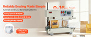 Load image into Gallery viewer, Amocart Continuous Bag Band Sealing Machine 0.24-0.47in Width Vertical Band Sealer with Roller Printing for 0.001-0.03in Bags
